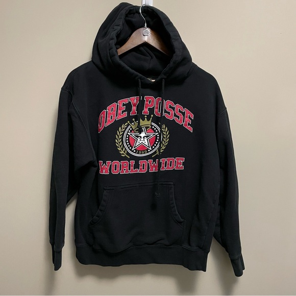 Obey Worldwide Vintage Black Hoodie Men’s Medium - Picture 2 of 12